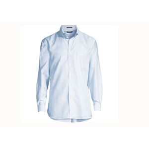 Land’s End Hyde Park Oxford Men’s Tall 16.5-37 Blue White Striped Dress Shirt